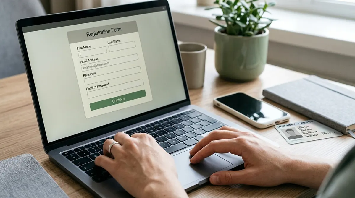 Registrierung und Verifizierung für Freispiele ohne Einzahlung am Laptop