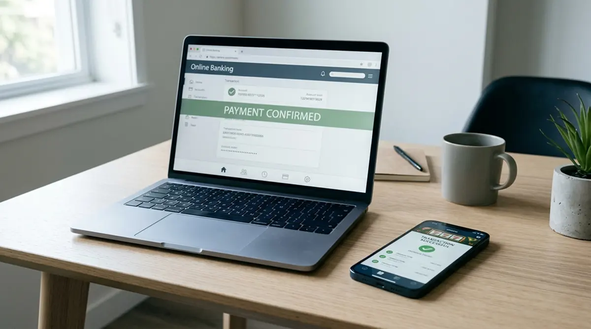 Modernes Online-Banking-Interface mit Zahlungsbestätigung für ein deutsches Casino-Konto