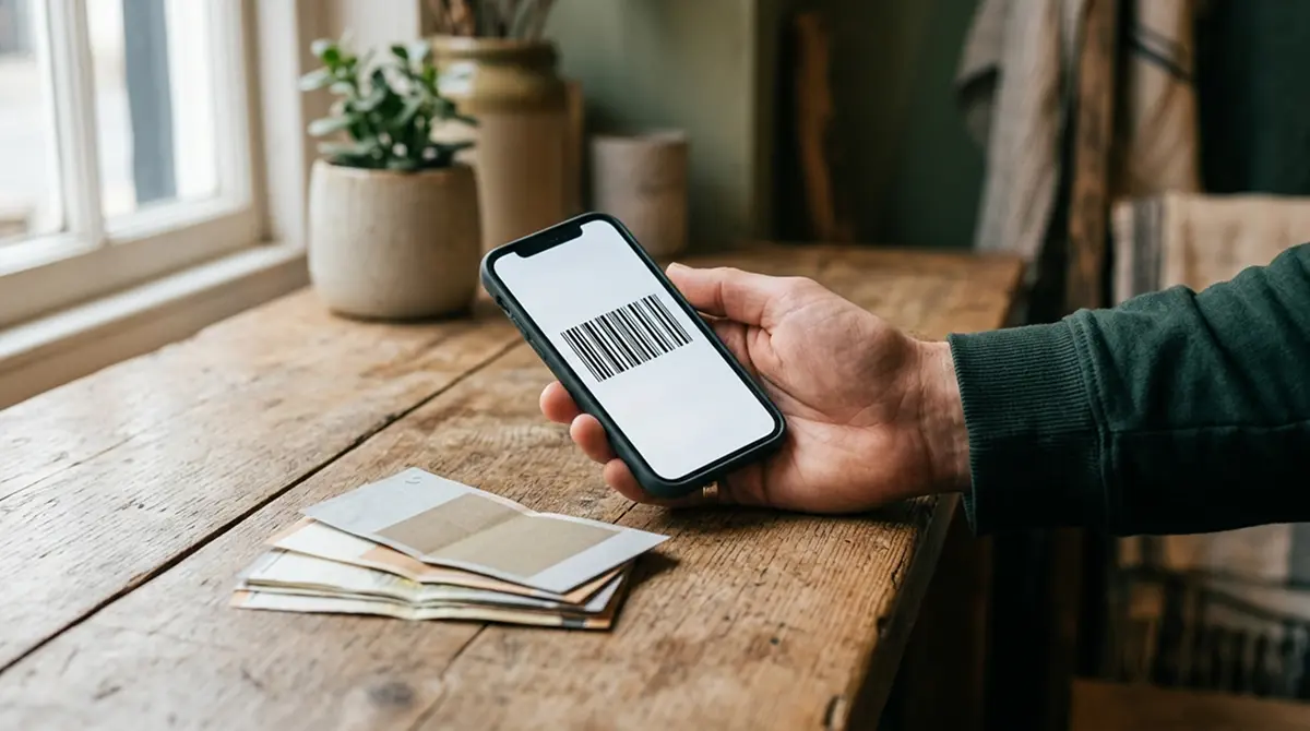 Barcode auf dem Smartphone zur Bareinzahlung im Online Casino mit CashtoCode