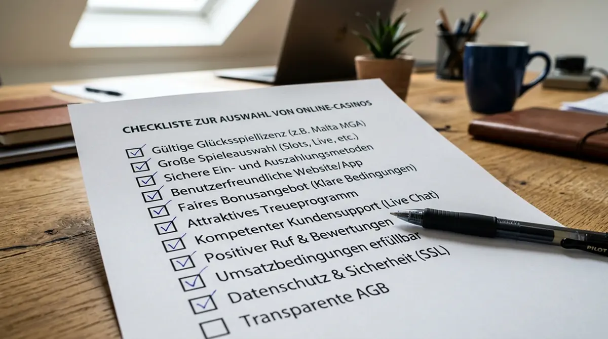 Checkliste mit Auswahlkriterien für mobile Casinos