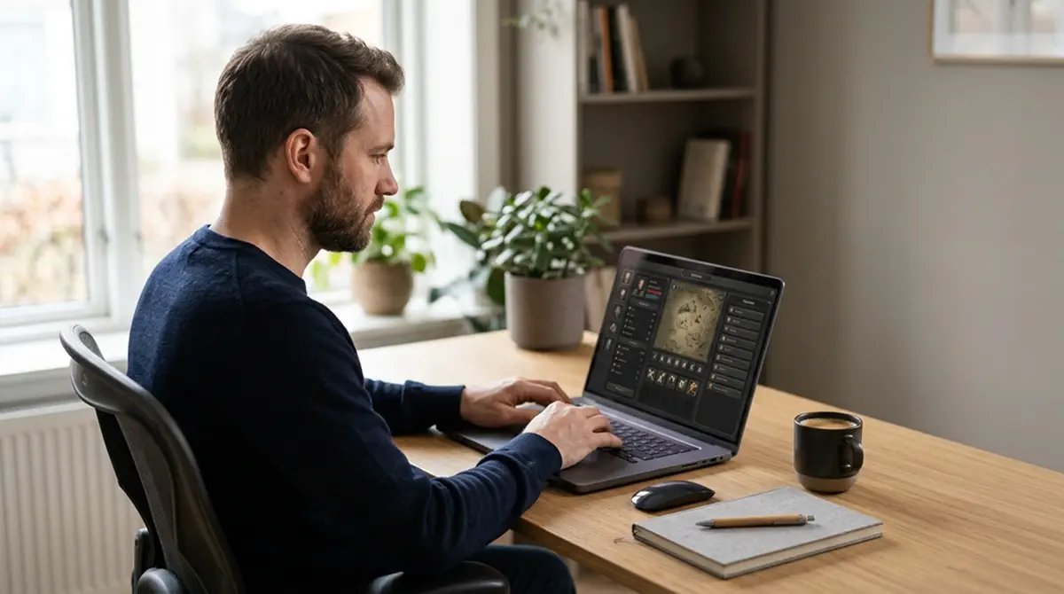 Spieler am Laptop sucht nach Casinos mit Bonus Buy in Deutschland