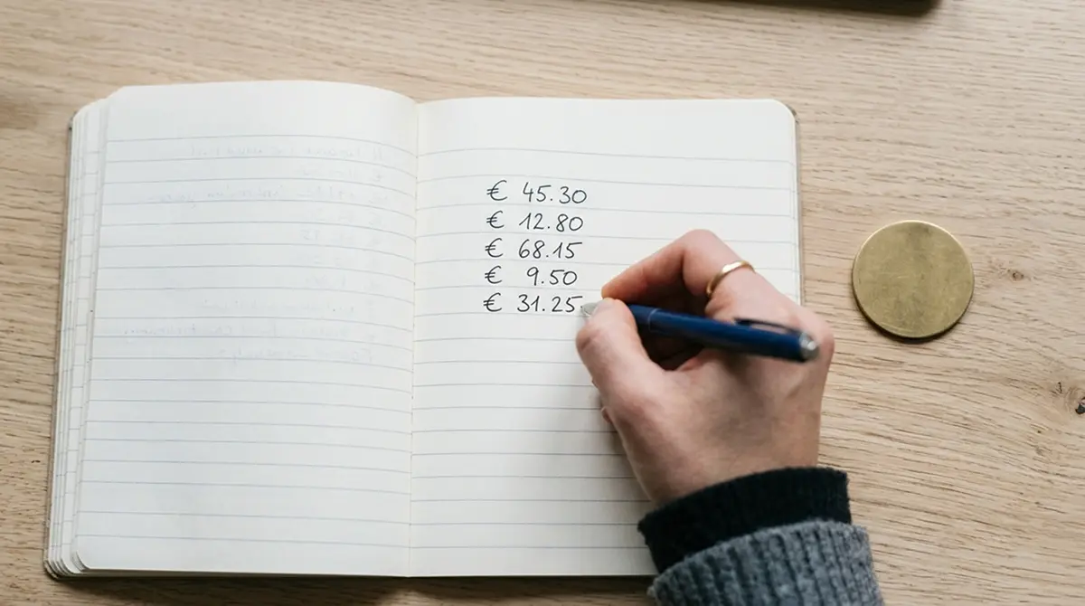 Notizblock mit handschriftlicher Rechnung zu Einsatzhöhe und Auszahlungsgrenze