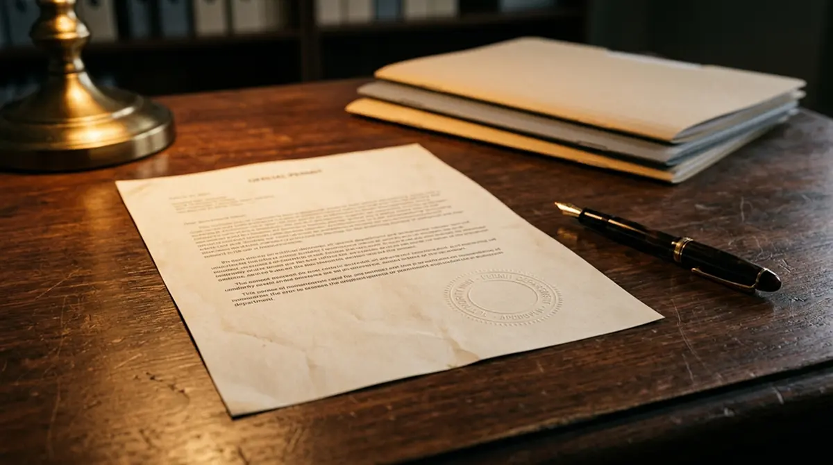 Amtliches Dokument mit Stempel als Nachweis einer deutschen Erlaubnis für virtuelle Automatenspiele