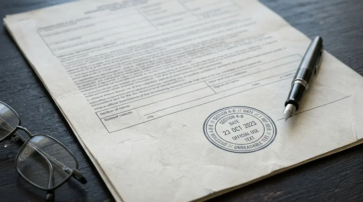 Amtliches Dokument mit Stempel als Sinnbild der deutschen Erlaubnispflicht