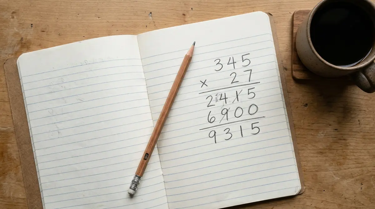 Notizbuch mit handschriftlicher Rechnung zu Einsatzgrenze und Spieltakt