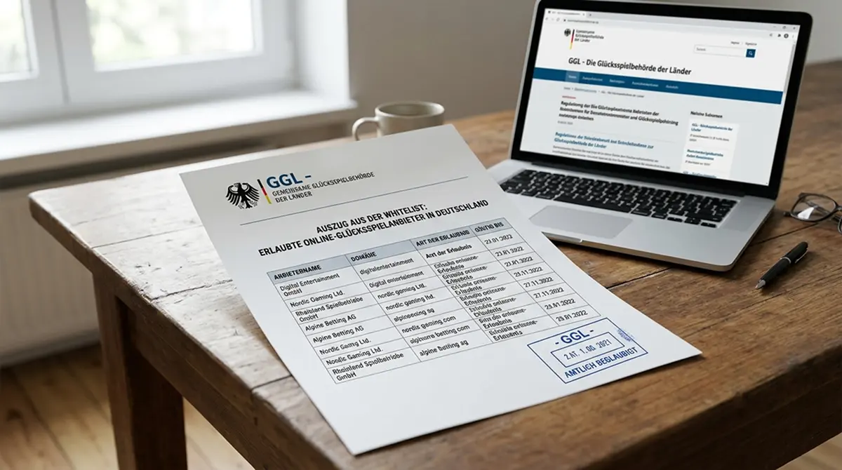 Offizielles Dokument mit GGL-Siegel und Whitelist-Auszug
