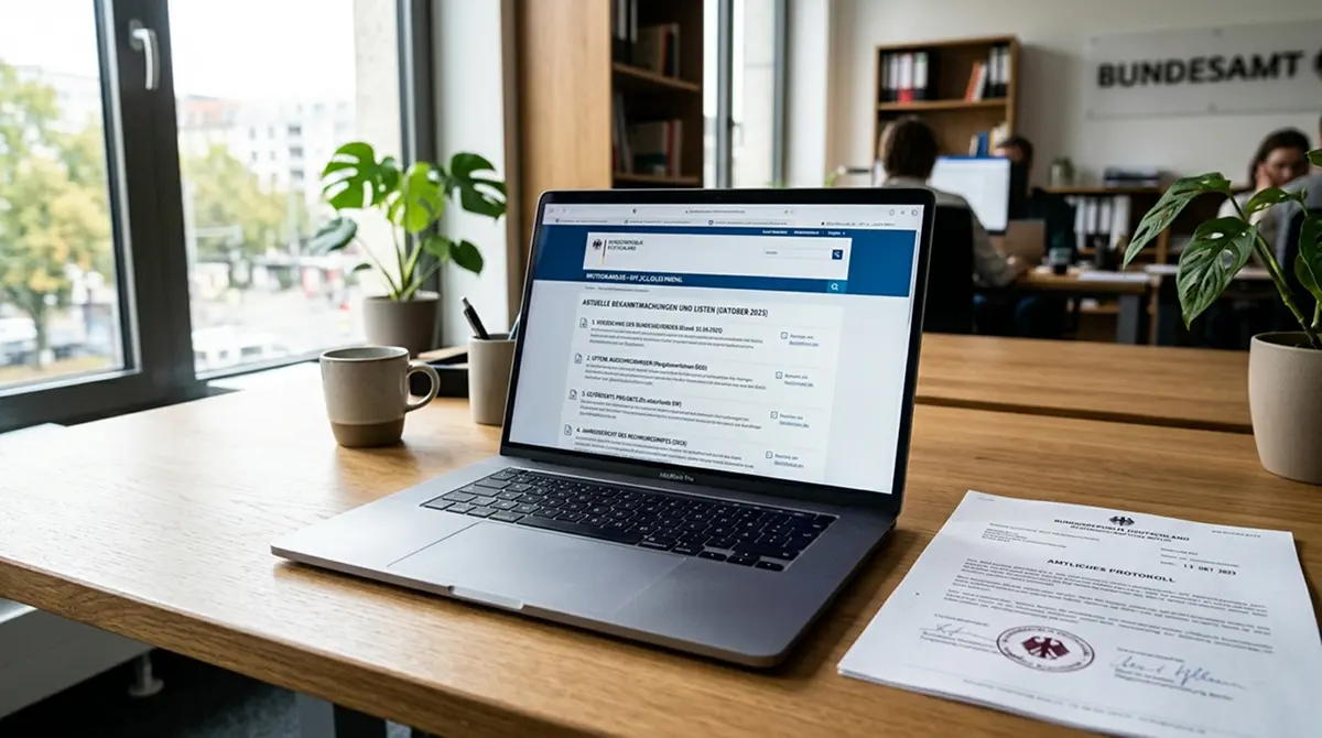 Laptop mit GGL-Whitelist und deutscher Lizenzurkunde auf dem Bildschirm