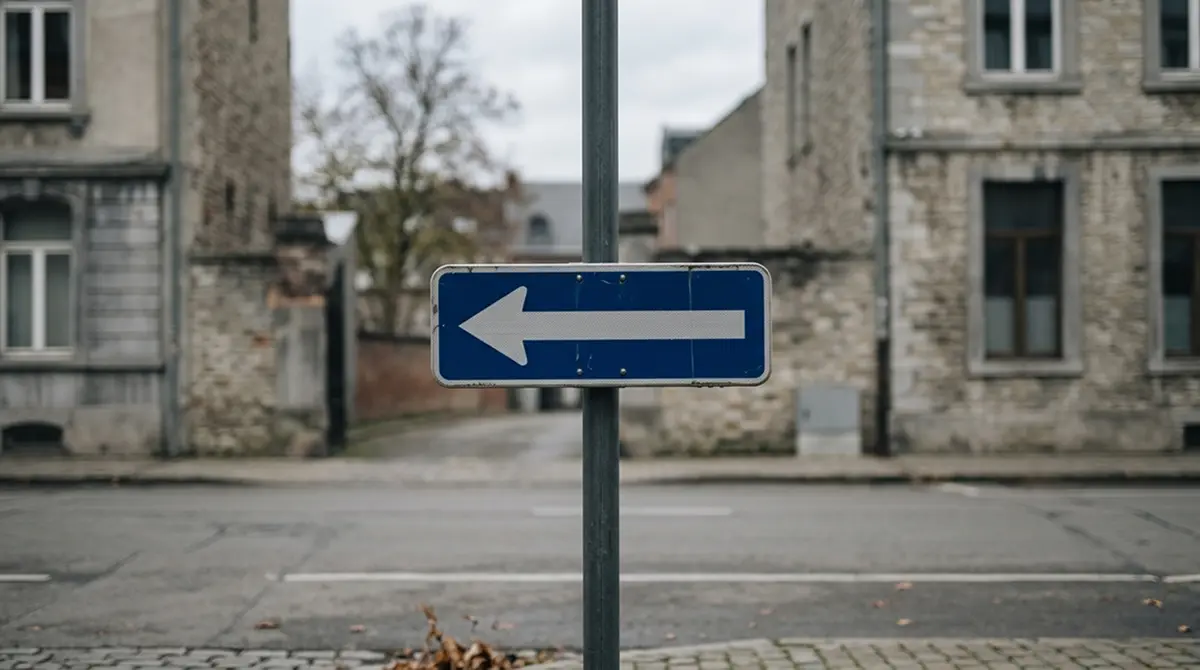 Einbahnstraßenschild als Sinnbild für die nur in eine Richtung mögliche Zahlung