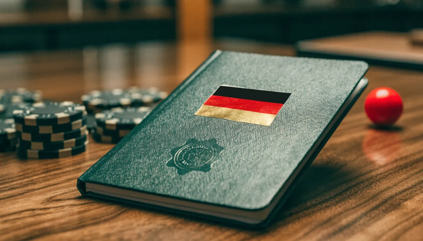 Offiziell lizenziertes deutsches Casino-Konzept mit Stempel und Jetons