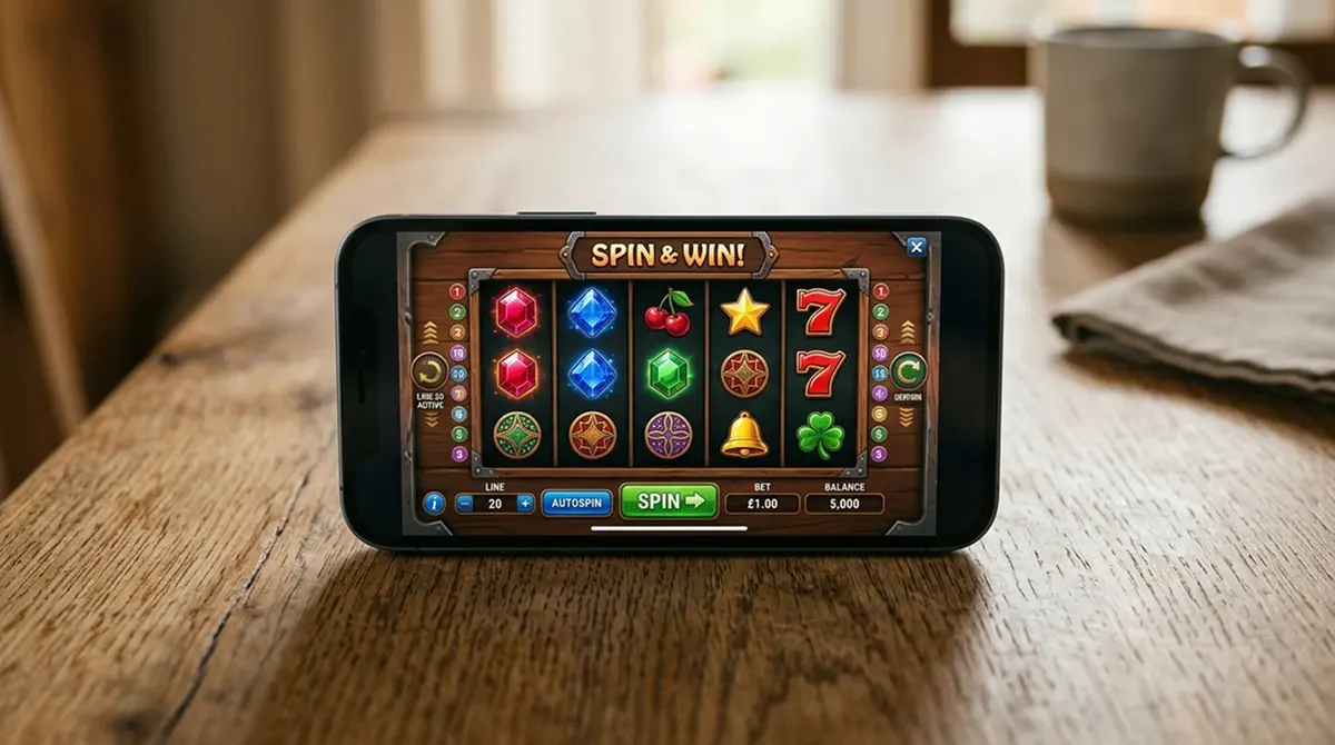 Smartphone mit einem Spielautomaten im Browser ohne installierte App