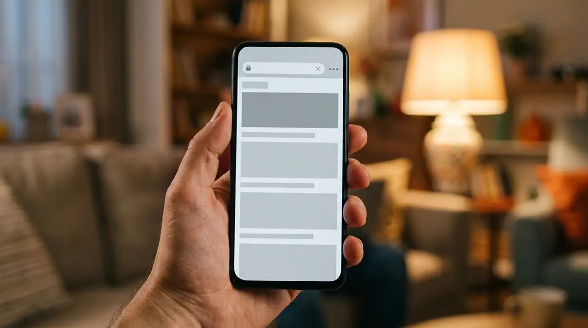 Smartphone mit mobiler Ansicht eines Casinos ohne installierte Anwendung