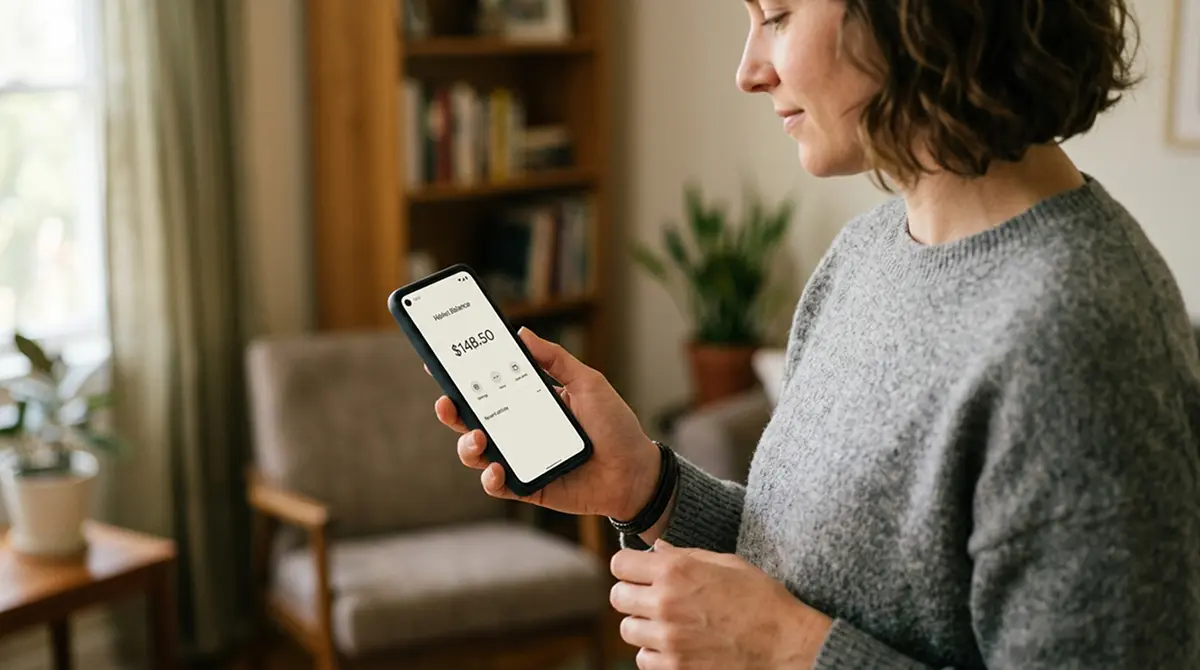 Person hält Smartphone mit digitaler Geldbörse als Zahlungsmethode fürs Online Casino
