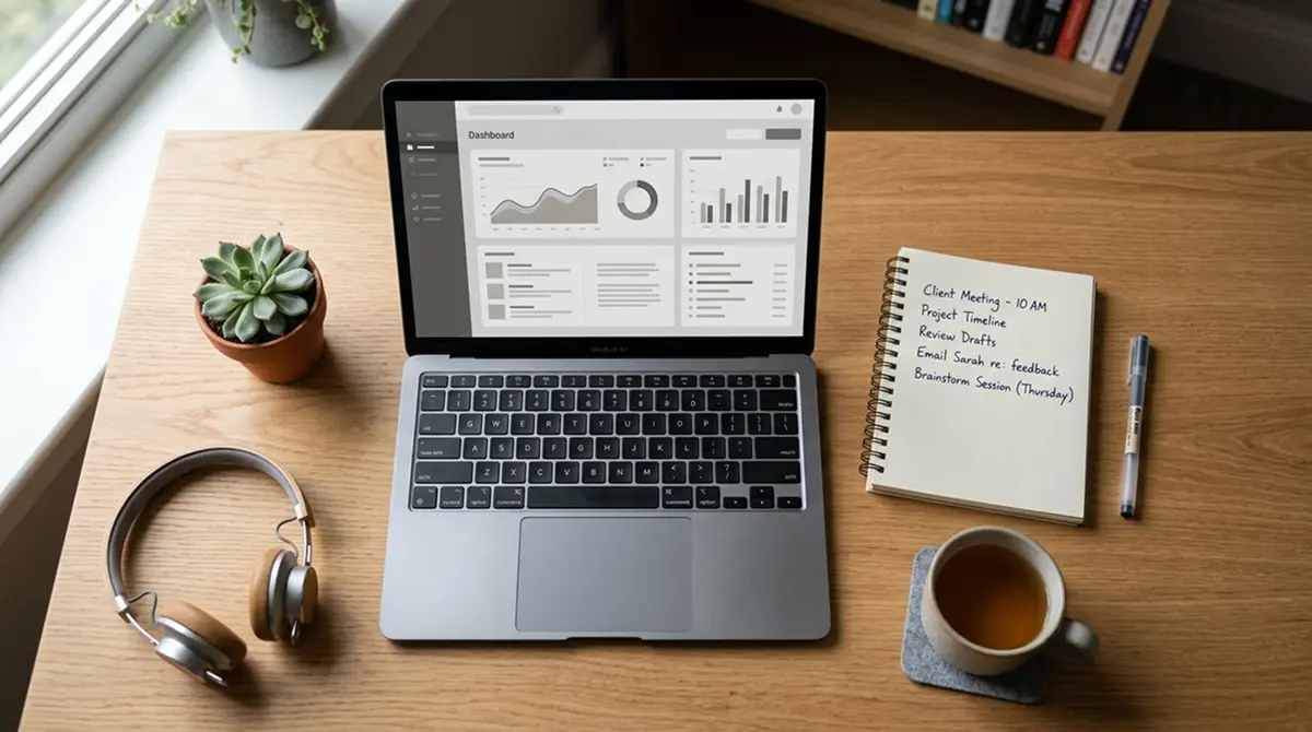 Schreibtisch mit Laptop und Notizen zum Thema Online Casino ohne Sperrdatei