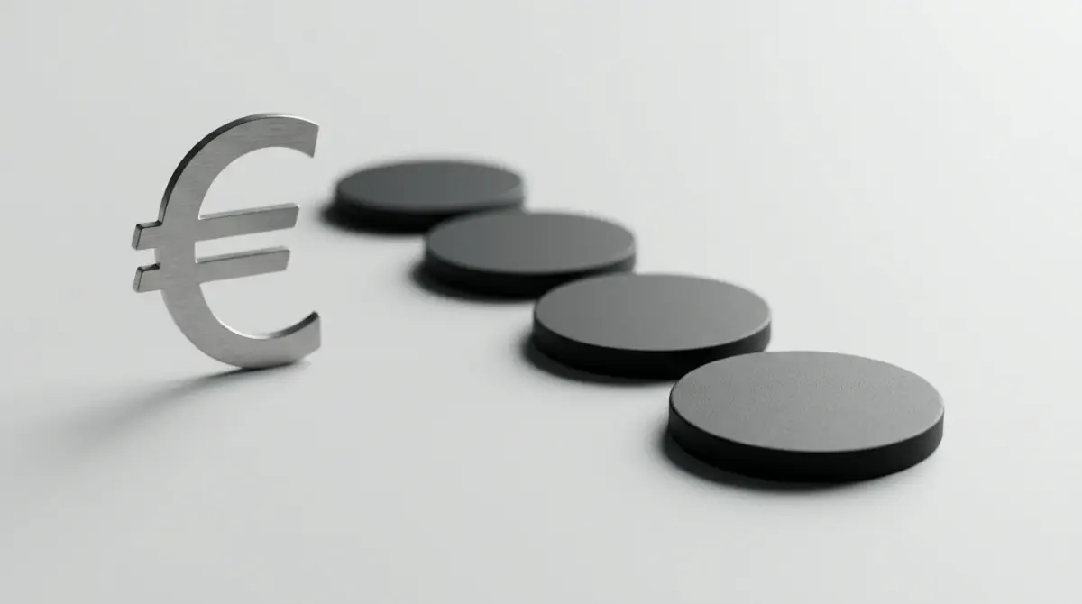 Symbolische Spielmarken ohne Wertangabe neben einem Euro-Zeichen auf einer hellen Fläche