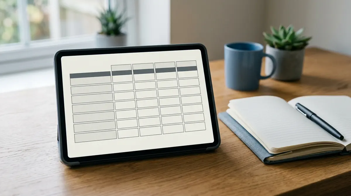 Übersichtliche Vergleichsliste mit Anbieterzeilen auf einem Tablet-Bildschirm