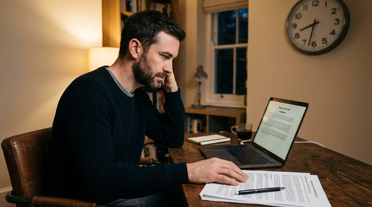 Person am Laptop prüft die Umsatzbedingungen eines Einzahlungsbonus
