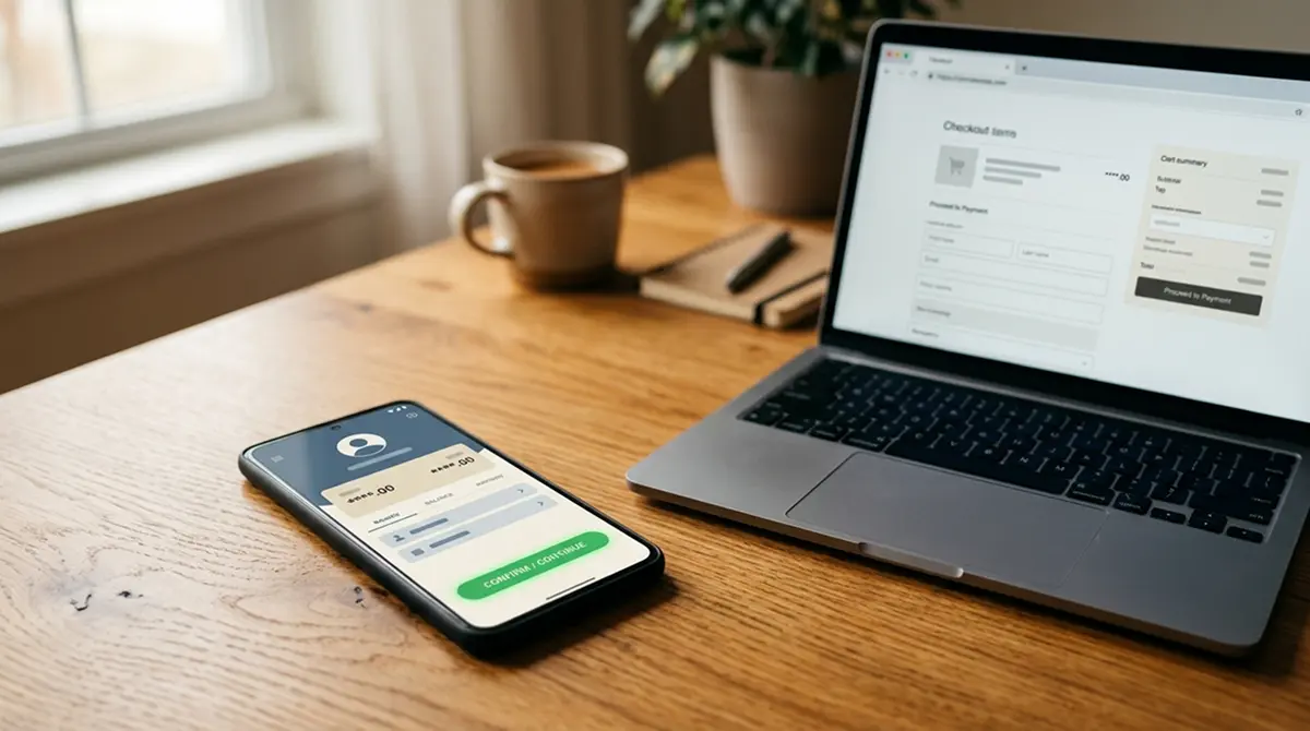 Symbolische Darstellung europäischer Instant-Payment-Zahlung auf einem Smartphone