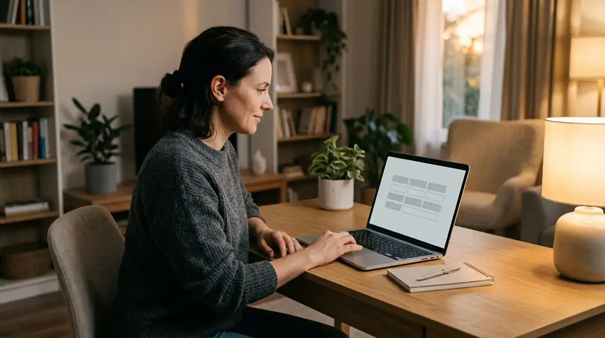 Person am Laptop prüft Zahlungswege für eine kleine Einzahlung